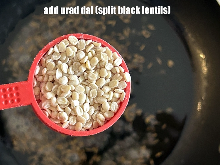 Step 14 – <p><span style="background-color:rgb(255,255,255);color:rgb(0,0,0);">Add the 1 tsp </span><a href="https://www.tarladalal.com/glossary-urad-dal-split-black-lentil-941i"><u>urad dal (split black lentils)</u></a>.</p>
