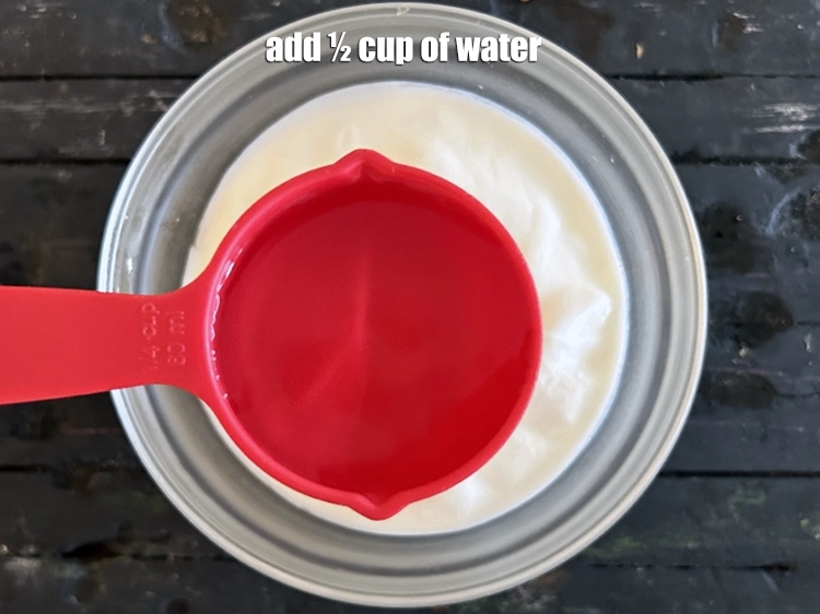 Step 2 – <p>Add the <span style="background-color:rgb(255,255,255);color:rgb(0,0,0);">½ cup of <strong>water</strong>.</span></p>