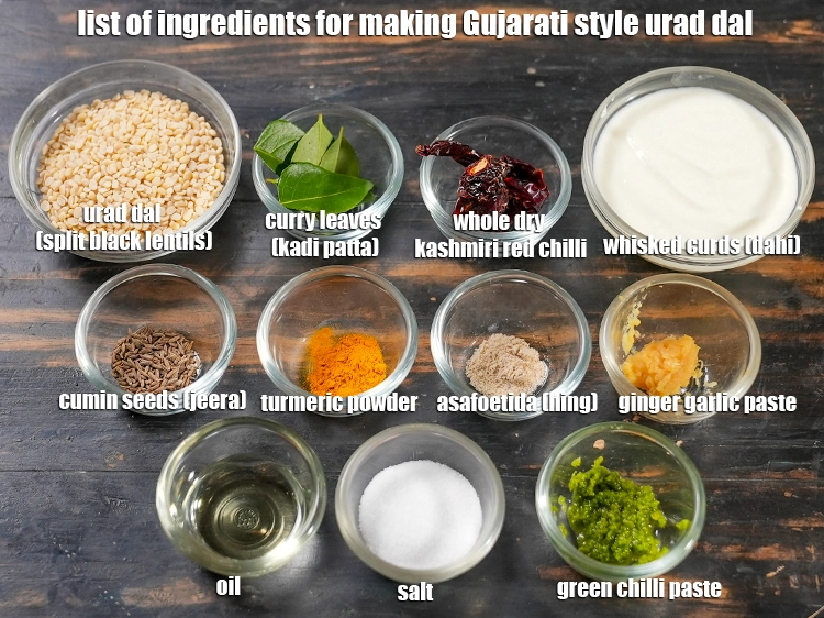 Step 2 – <p><i><u>See the below image of list of ingredients for making </u><strong><u>Gujarati style urad dal recipe</u></strong><u>.</u></i></p>