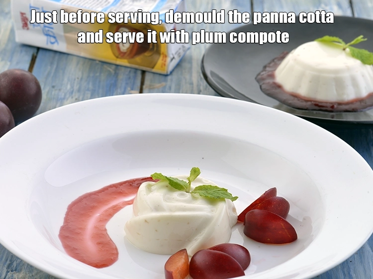 Step 5 – <p><span style="background-color:rgb(255,255,255);color:rgb(0,0,0);"><strong>Just before serving</strong>, demould the <strong>panna cotta</strong> and serve it with </span><a href="https://www.tarladalal.com/plum-compote-42636r"><strong><u>plum compote</u></strong></a><span …