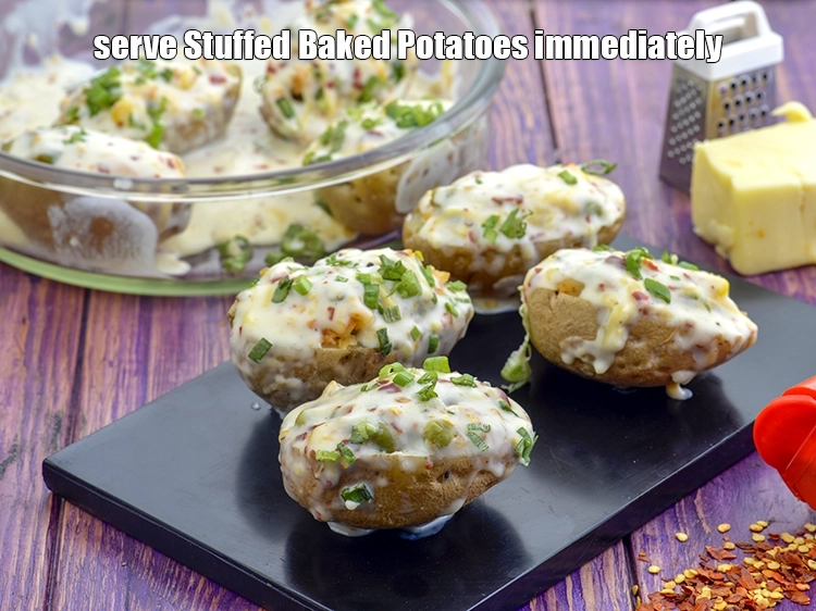 Step 13 – <p><span style="background-color:rgb(255,255,255);color:rgb(0,0,0);">Serve <strong>Spicy Stuffed Baked Potatoes</strong> immediately.</span></p>