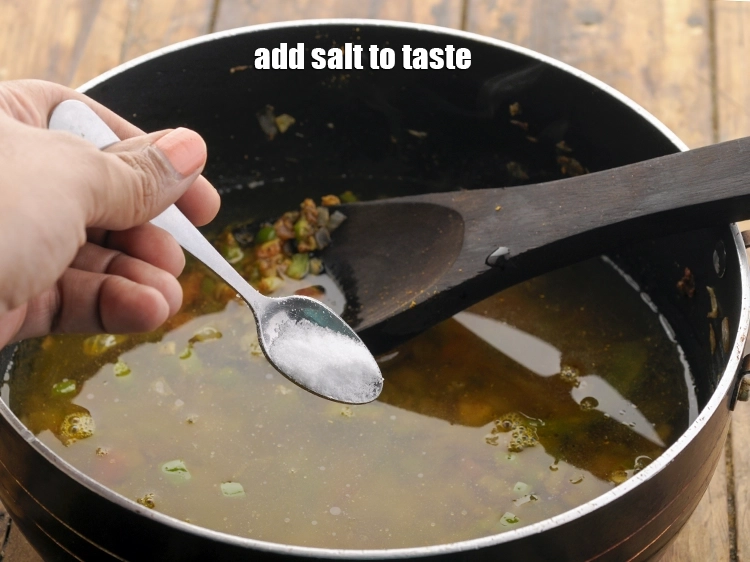 Step 19 – <p>Add <a href="https://www.tarladalal.com/glossary-salt-namak-table-salt-418i"><u>salt </u></a><span style="background-color:rgb(255,255,255);color:rgb(0,0,0);">to taste</span>. If you enjoy a <strong>soupy maggi</strong> then add more …