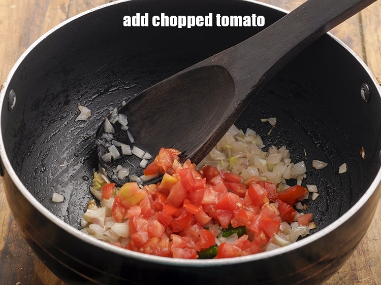 Step 10 – <p>Add <span style="background-color:rgb(255,255,255);color:rgb(0,0,0);">1/4 cup </span><a href="https://www.tarladalal.com/glossary-tomatoes-tamatar-639i#ing_2361"><u>chopped tomato</u></a> for a nice tangy taste. Any veggies of …