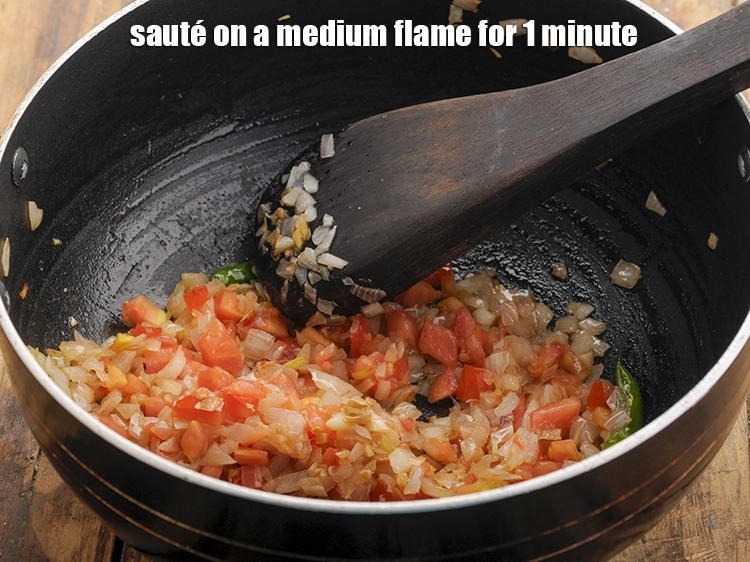 Step 11 – <p><strong>Sauté </strong>on a medium flame for 1 minute.</p>