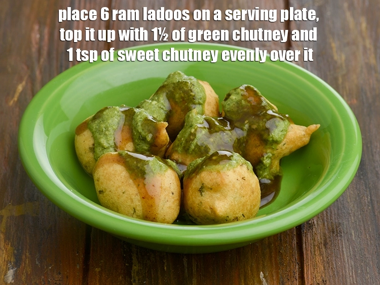 Step 12 – <p><span style="background-color:rgb(255,255,255);color:rgb(0,0,0);">Place 6 <strong>ram</strong> <strong>ladoos</strong> on a serving plate, top it up with 1½ of …