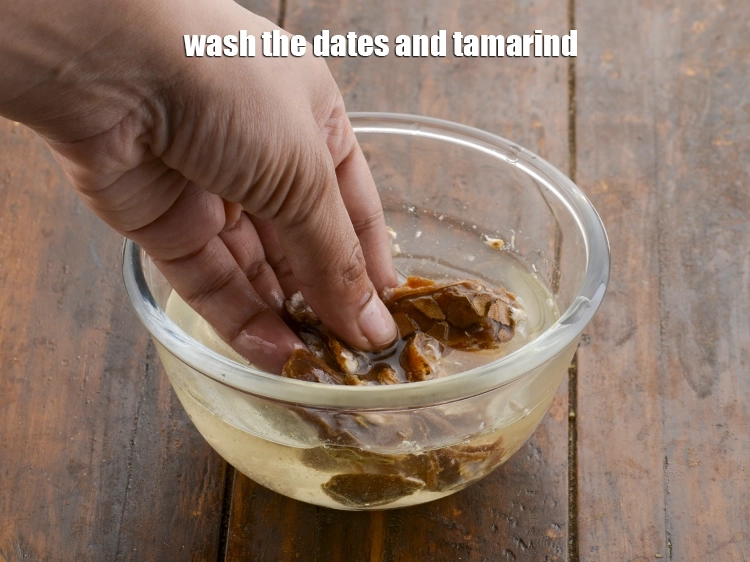 Step 2 – <p><strong>Wash</strong> the <span style="background-color:rgb(255,255,255);color:rgb(0,0,0);">1 cup </span><a href="https://www.tarladalal.com/glossary-dates-khajur-391i"><u>dates (khajur)</u></a> and <span style="background-color:rgb(255,255,255);color:rgb(0,0,0);">2 tbsp. </span><a href="https://www.tarladalal.com/glossary-tamarind-imli-630i"><u>tamarind (imli)</u></a>. …