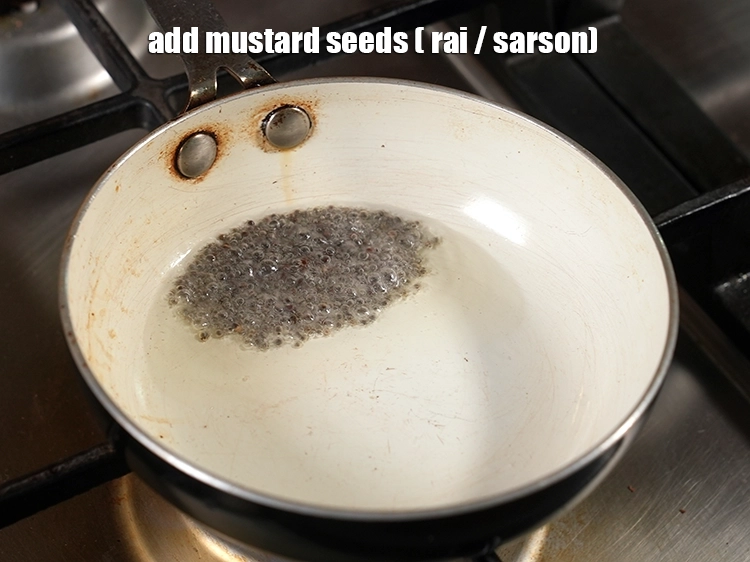 Step 9 – <html><head></head><body><p>Add&nbsp;1/2 tsp&nbsp;<a href="glossary-mustard-seeds-sarson-rai-sarson-ke-beej-525i">mustard seeds ( rai / sarson)</a>. Let the seeds crackle.</p></body></html>