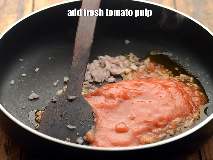 Step 14 – <p>Add the <span style="background-color:rgb(255,255,255);color:rgb(0,0,0);">1/2 cup fresh </span><a href="https://www.tarladalal.com/glossary-tomatoes-tamatar-639i#ing_2756"><u>tomato pulp</u></a>.</p>