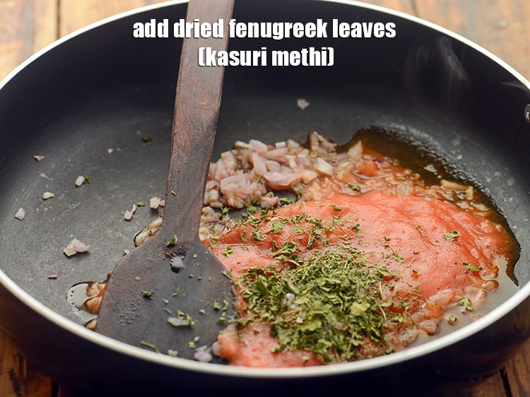 Step 18 – <p>Add <span style="background-color:rgb(255,255,255);color:rgb(0,0,0);">1/2 tsp </span><a href="https://www.tarladalal.com/glossary-dried-fenugreek-leaves-kasuri-methi-374i"><u>dried fenugreek leaves (kasuri methi)</u></a>. With a pleasantly bitter bite, …