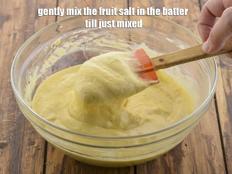 Step 12 – <p><strong>Gently mix</strong> the fruit salt in the batter till just mixed. The <strong>Khaman Dhokla batter</strong> …