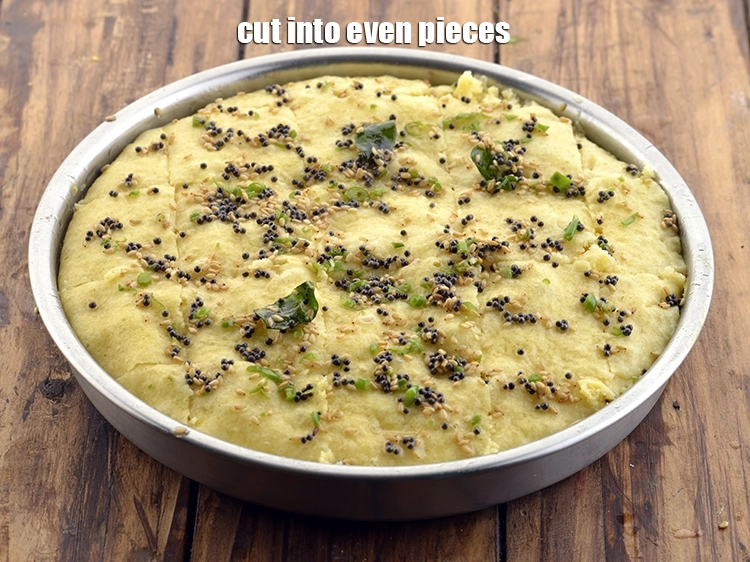 Step 25 – <p>Cut&nbsp;<strong>Khaman Dhokla</strong>&nbsp;into even pieces.</p>