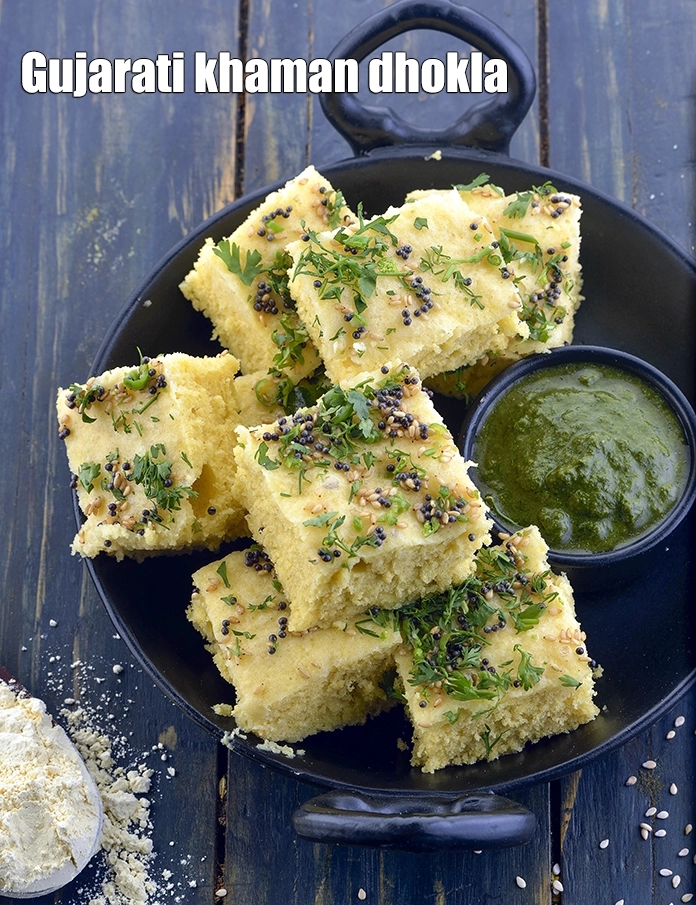 Step 27 – <p>Serve the <strong>Khaman dhokla</strong> with <a href="/green-chutney-22266r">green chutney</a> and <a href="/Khajur-Imli-ni-Chutney-(-Gujarati-Recipe)-571r">imli chutney</a>. Other non-fried Gujarati …