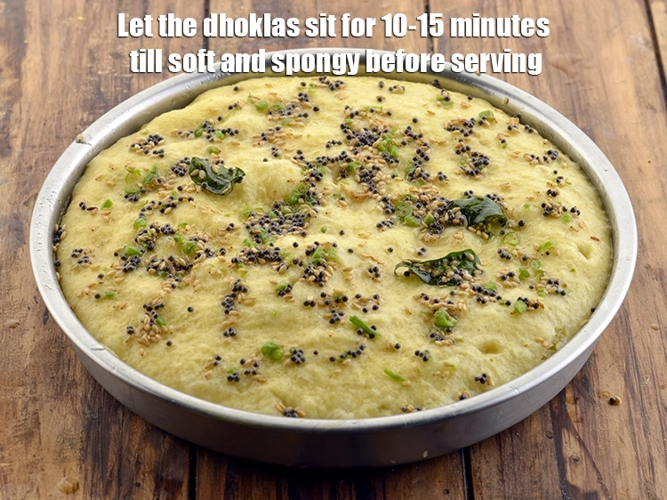 Step 24 – <p>Let the <strong>dhoklas</strong> sit for 10-15 minutes till soft and spongy before serving.</p>
