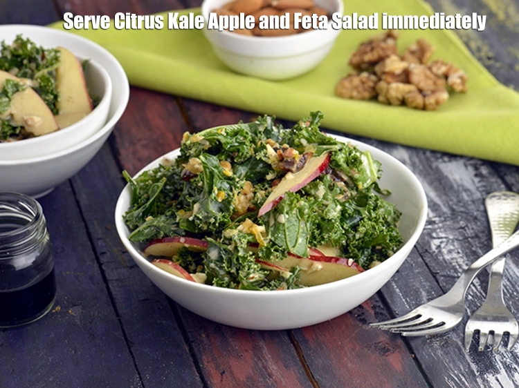 Step 3 – <p><span style="background-color:rgb(255,255,255);color:rgb(0,0,0);">Serve <strong>Citrus Kale Apple and Feta Salad</strong> immediately.</span></p>
