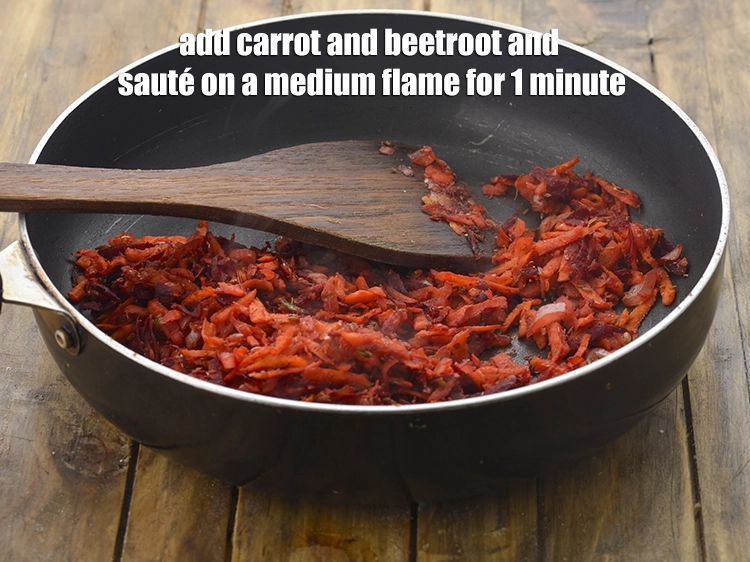 Step 5 – <p><span style="background-color:rgb(255,255,255);color:rgb(0,0,0);">Add the 1/2 cup </span><a href="https://www.tarladalal.com/glossary-carrot-gajar-gajjar-253i#ing_2385"><u>grated carrot</u></a><span style="background-color:rgb(255,255,255);color:rgb(0,0,0);"> and 1/4 cup </span><a href="https://www.tarladalal.com/glossary-beetroot-chukandar-201i#ing_2407"><u>grated beetroot</u></a><span …