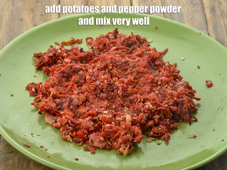 Step 7 – <p><span style="background-color:rgb(255,255,255);color:rgb(0,0,0);"><strong>Transfer the mixture into a big plate</strong>, <strong>cool slightly,</strong> add the 1/4 cup boiled …