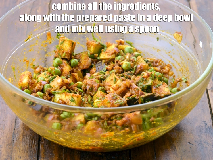 Step 1 – <p>To make the <strong>Masala Vegetable in A Microwave, Baingan Potato and Green Peas Sabzi</strong>. <span …