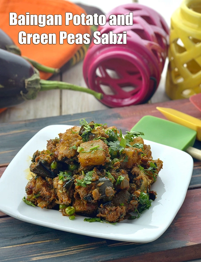 Step 4 – <p><strong>Masala Vegetable in A Microwave, Baingan Potato and Green Peas Sabzi</strong>.</p>