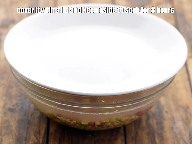 Step 2 – <p>Cover it with a lid and keep aside to soak for 8 hours.</p>