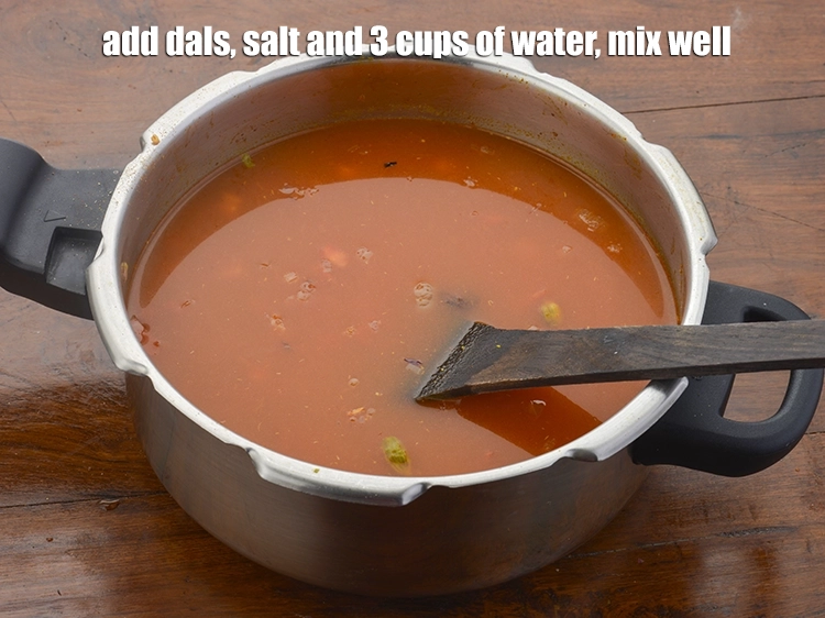 Step 7 – <p><span style="background-color:rgb(255,255,255);color:rgb(0,0,0);">Add the s<strong>oaked dals</strong>, </span><a href="https://www.tarladalal.com/glossary-salt-namak-table-salt-418i"><u>salt </u></a><span style="background-color:rgb(255,255,255);color:rgb(0,0,0);">to taste and 3 cups of <strong>water</strong>, …