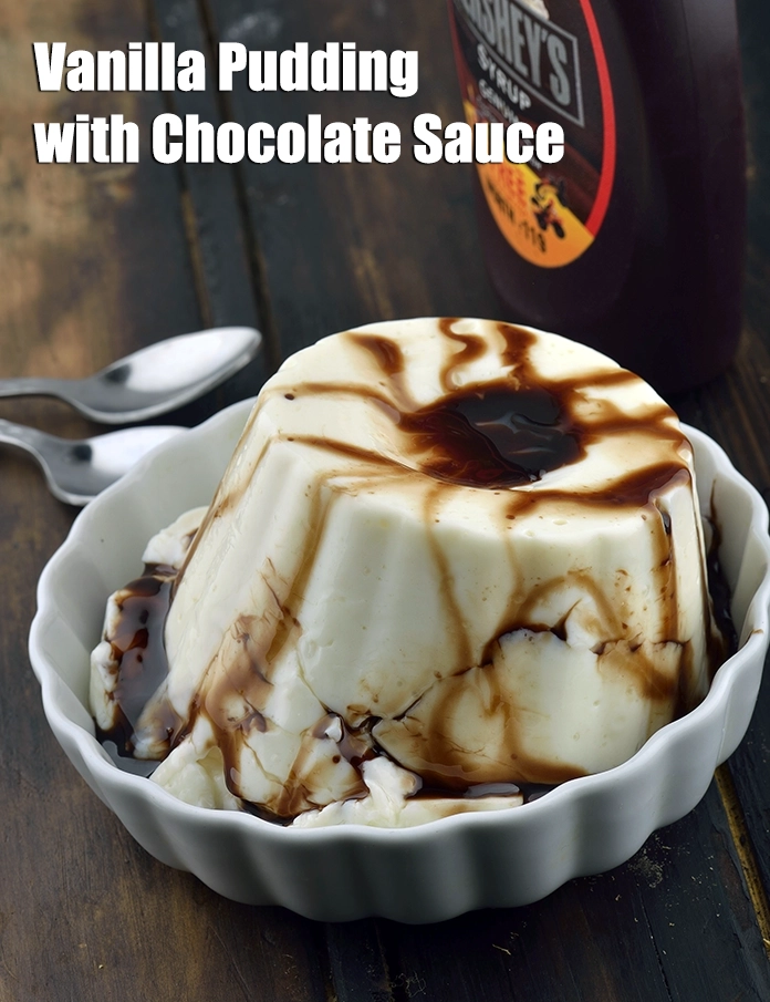 Step 8 – <p><span style="background-color:rgb(255,255,255);color:rgb(0,0,0);">Serve <strong>Vanilla Pudding with Chocolate Sauce</strong> immediately.</span></p>
