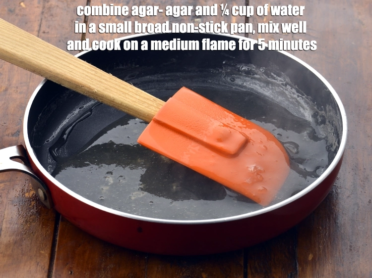 Step 4 – <p><span style="background-color:rgb(255,255,255);color:rgb(0,0,0);">Meanwhile, combine 4 tbsp </span><a href="https://www.tarladalal.com/glossary-agar-agar-978i#ing_3369"><u>chopped agar-agar</u></a><u> </u><span style="background-color:rgb(255,255,255);color:rgb(0,0,0);">and ¼ cup of <strong>water</strong> in …