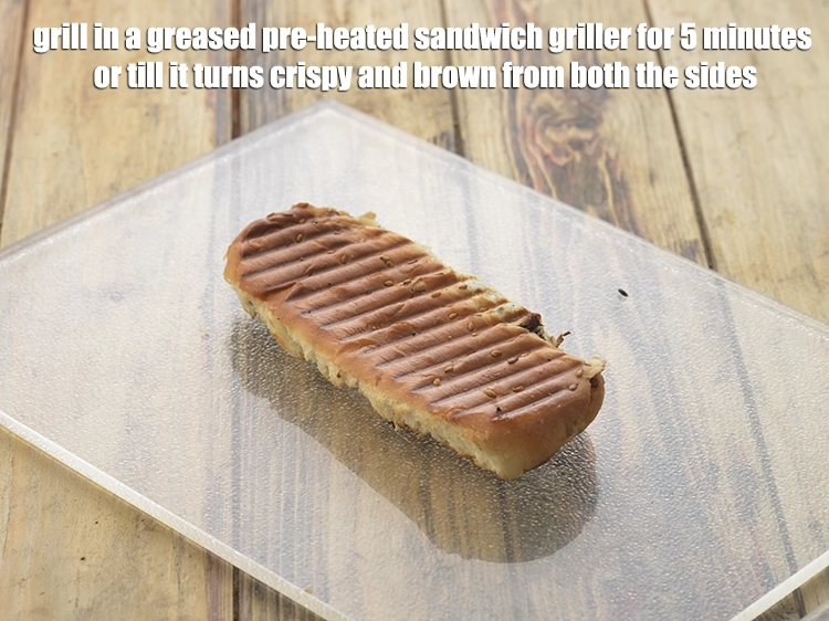 Step 9 – <p><span style="background-color:rgb(255,255,255);color:rgb(0,0,0);"><strong>Grill</strong> in a greased pre-heated sandwich griller for 5 minutes or till it turns …