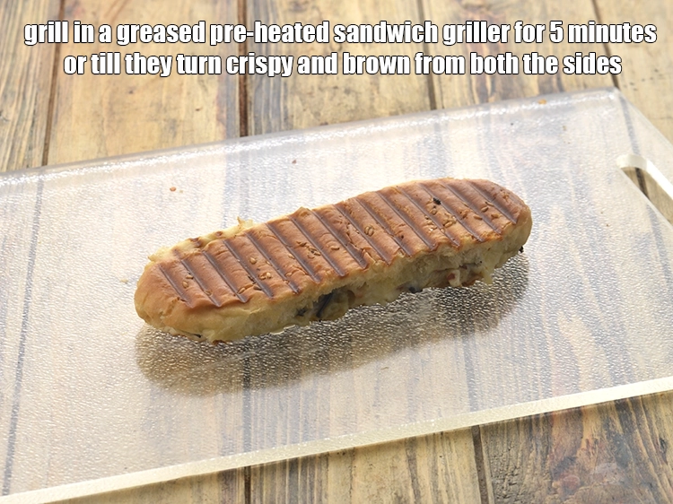 Step 14 – <p><span style="background-color:rgb(255,255,255);color:rgb(0,0,0);">Grill in a <strong>greased pre-heated sandwich griller</strong> for 5 minutes or till they turn …