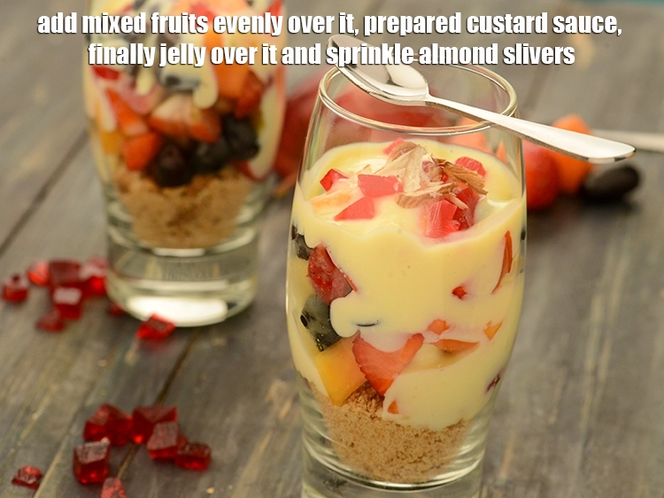 Step 14 – <p><span style="background-color:rgb(255,255,255);color:rgb(0,0,0);">Add ¾ cup of chilled </span><a href="https://www.tarladalal.com/glossary-mixed-fruits-438i#ing_3058"><u>mixed fruit cubes </u></a><span style="background-color:rgb(255,255,255);color:rgb(0,0,0);">(strawberry, black grapes, papaya …