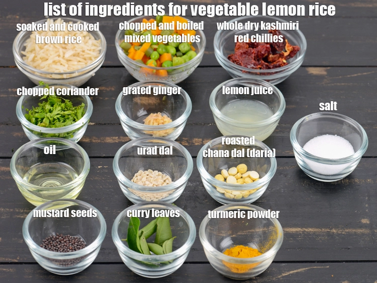 Step 21 – <p>to make <strong>vegetable lemon rice:&nbsp;</strong>1 1/2 cups soaked and cooked brown rice, 2 cups chopped …