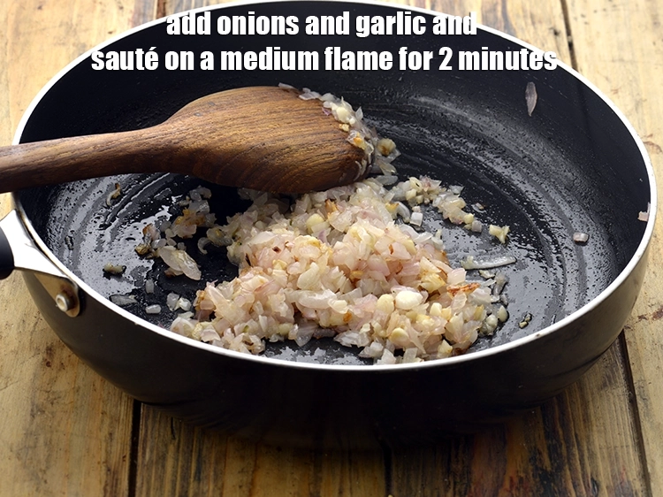 Step 3 – <p><span style="background-color:rgb(255,255,255);color:rgb(0,0,0);">Add the 1/2 cup finely </span><a href="https://www.tarladalal.com/glossary-onions-pyaz-pyaaz-kanda-548i#ing_2327"><u>chopped onion</u></a><span style="background-color:rgb(255,255,255);color:rgb(0,0,0);"> and <strong>sauté</strong> on a medium …