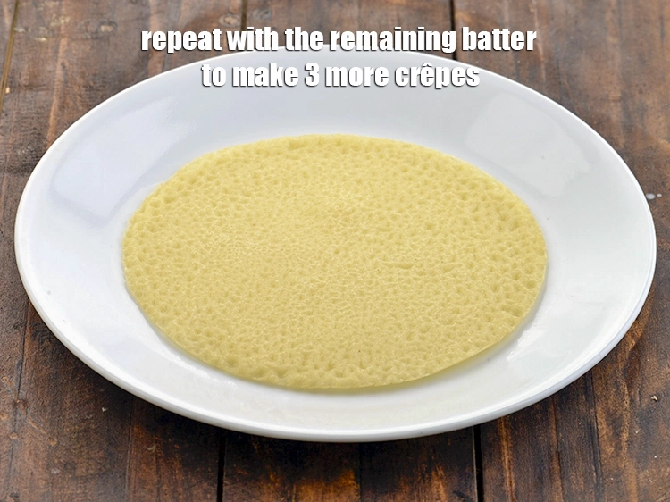 Step 12 – <p><span style="color:rgb(13,13,13);">Repeat with the remaining batter to make 3 more <strong>crêpes</strong>.</span></p>