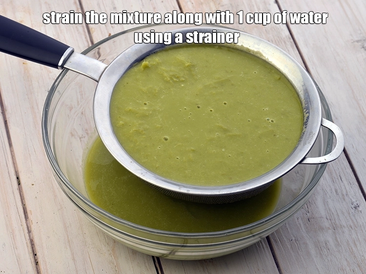 Step 5 – <p><span style="background-color:rgb(255,255,255);color:rgb(0,0,0);">Strain the mixture along with 1 cup of <strong>water </strong>using a strainer.</span></p>