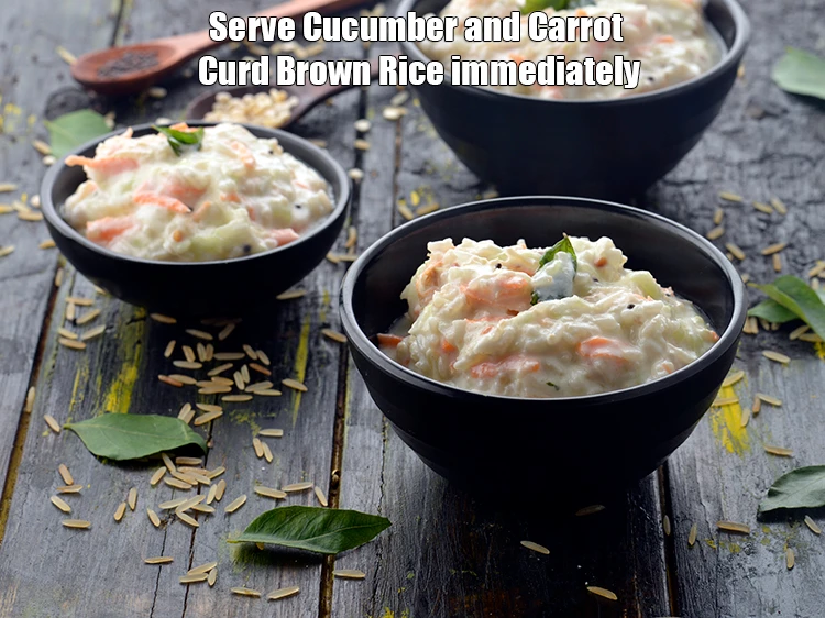 Step 9 – <p>Serve <strong>Cucumber and Carrot Curd Brown Rice </strong>immediately.</p>