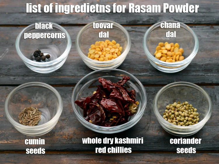 Step 1 – <p><i><u>See image of list of ingredietns for&nbsp;</u><strong><u>rasam powder.</u></strong></i></p>
