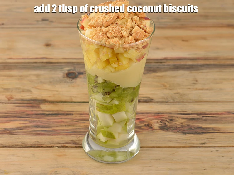 Step 5 – <p>Add <span style="background-color:rgb(255,255,255);color:rgb(0,0,0);">2 tbsp of </span><a href="https://www.tarladalal.com/glossary-coconut-biscuit-coconut-cookies-1937i#ing_3479"><u>crushed coconut biscuit</u></a> evenly over it.</p>