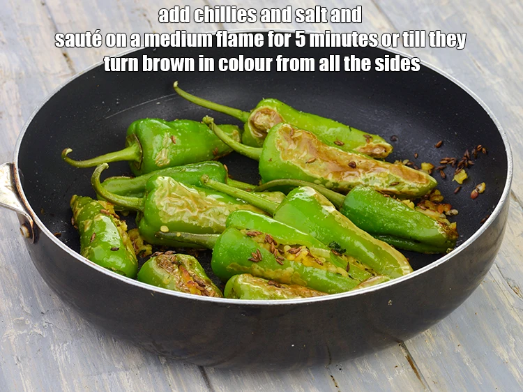 Step 19 – <p><span style="background-color:rgb(255,255,255);color:rgb(0,0,0);"><strong>When the seeds crackle</strong>, add the <strong>chillies</strong> and </span><a href="https://www.tarladalal.com/glossary-salt-namak-table-salt-418i"><u>salt </u></a><span style="background-color:rgb(255,255,255);color:rgb(0,0,0);">to taste and …