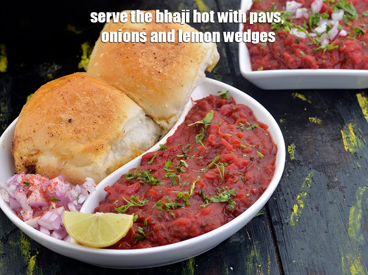 Step 15 – <p><span style="background-color:rgb(255,255,255);color:rgb(0,0,0);">Serve the <strong>Beetroot Pav Bhaji</strong> hot with <strong>pavs</strong>, <strong>onions</strong> and </span><a href="https://www.tarladalal.com/glossary-lemon-nimbu-428i#ing_2321"><u>lemon wedge</u></a><u>.</u></p>