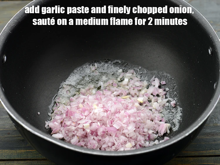 Step 4 – <p><span style="background-color:rgb(255,255,255);color:rgb(0,0,0);">Add the 1 tsp </span><a href="https://www.tarladalal.com/glossary-garlic-lehsun-lahsun-348i#ing_2752"><u>garlic (lehsun) paste</u></a><span style="background-color:rgb(255,255,255);color:rgb(0,0,0);"> and 3/4 cup finely </span><a …