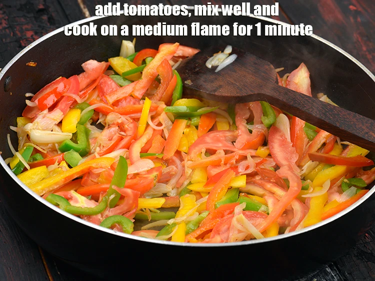 Step 5 – <p><span style="background-color:rgb(255,255,255);color:rgb(0,0,0);">Add the 1 cup </span><a href="https://www.tarladalal.com/glossary-tomatoes-tamatar-639i#ing_2343"><u>sliced tomatoes</u></a><span style="background-color:rgb(255,255,255);color:rgb(0,0,0);">, mix well and cook on a …