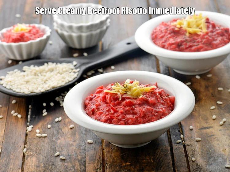 Step 9 – <p><span style="background-color:rgb(255,255,255);color:rgb(0,0,0);">Serve <strong>Creamy Beetroot Risotto</strong> immediately.</span></p>