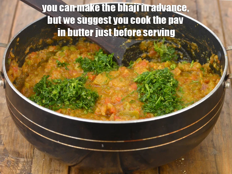 Step 17 – <p><span style="background-color:rgb(255,255,255);color:rgb(0,0,0);">You can make the <strong>bhaji</strong> in advance, but we suggest you cook the pav …