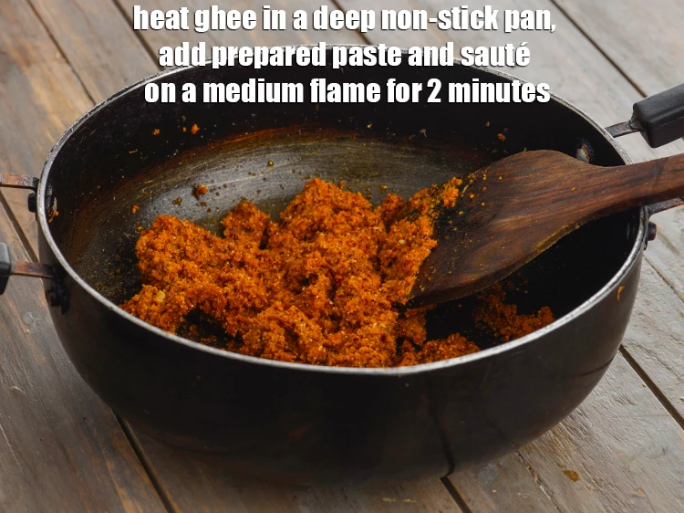 Step 6 – <p>To make the <strong>Curry,</strong> <span style="background-color:rgb(255,255,255);color:rgb(0,0,0);">Heat the 2 tbsp </span><a href="https://www.tarladalal.com/glossary-ghee-245i"><u>ghee</u></a><span style="background-color:rgb(255,255,255);color:rgb(0,0,0);"> in a deep …