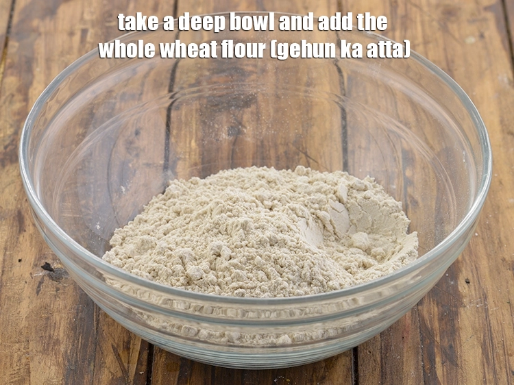 Step 1 – <p>To make the <strong>dough, </strong><span style="background-color:rgb(255,255,255);color:rgb(0,0,0);">in a deep bowl, take 1 cup </span><a href="https://www.tarladalal.com/glossary-whole-wheat-flour-gehun-ka-atta-gehun-ka-aata-429i"><u>whole wheat …