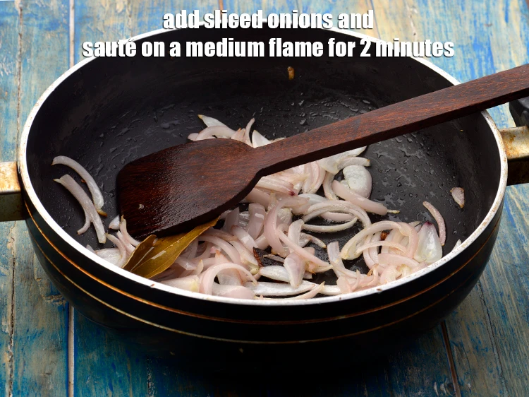 Step 2 – <p><span style="background-color:rgb(255,255,255);color:rgb(0,0,0);">Add the 1/2 cup </span><a href="https://www.tarladalal.com/glossary-onions-pyaz-pyaaz-kanda-548i#ing_2342"><u>sliced onions</u></a><span style="background-color:rgb(255,255,255);color:rgb(0,0,0);"> and <strong>sauté</strong> on a medium flame …