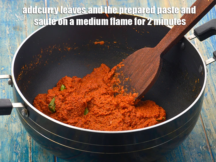 Step 6 – <p><span style="background-color:rgb(255,255,255);color:rgb(0,0,0);">Add the 3 to 4 </span><a href="https://www.tarladalal.com/glossary-curry-leaves-kadi-patta-kadipatta-388i"><u>curry leaves (kadi patta)</u></a><span style="background-color:rgb(255,255,255);color:rgb(0,0,0);"> and the <strong>prepared …