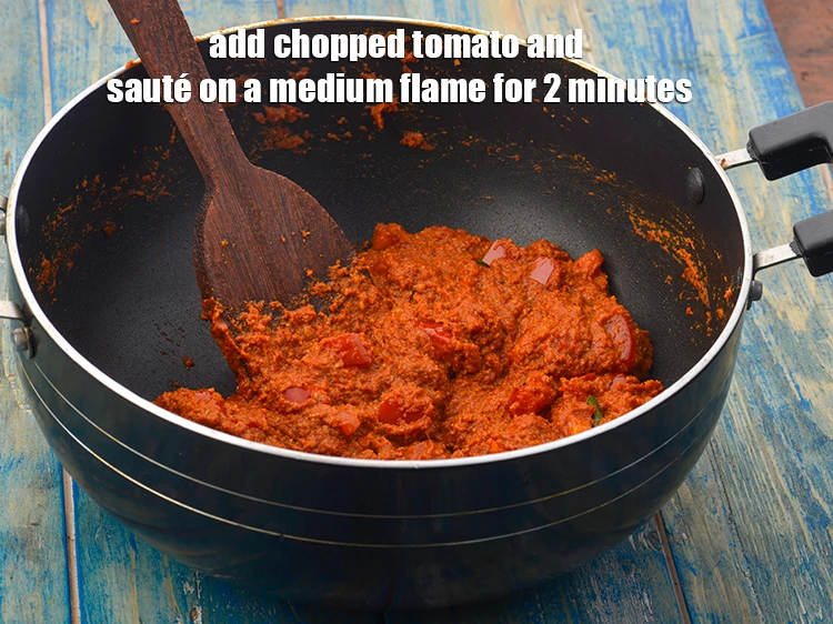 Step 7 – <p><span style="background-color:rgb(255,255,255);color:rgb(0,0,0);">Add the 1/2 cup </span><a href="https://www.tarladalal.com/glossary-tomatoes-tamatar-639i#ing_2361"><u>chopped tomato</u></a><span style="background-color:rgb(255,255,255);color:rgb(0,0,0);"> and <strong>sauté</strong> on a medium flame …