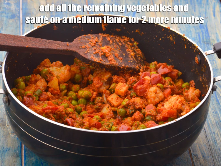 Step 8 – <p><span style="background-color:rgb(255,255,255);color:rgb(0,0,0);">Add 1/2 cup </span><a href="https://www.tarladalal.com/glossary-French-beans-fansi-196i#ing_2432"><u>chopped and boiled french beans</u></a><u>, </u><span style="background-color:rgb(255,255,255);color:rgb(0,0,0);">1/2 cup </span><a href="https://www.tarladalal.com/glossary-carrot-gajar-gajjar-253i#ing_2433"><u>chopped …