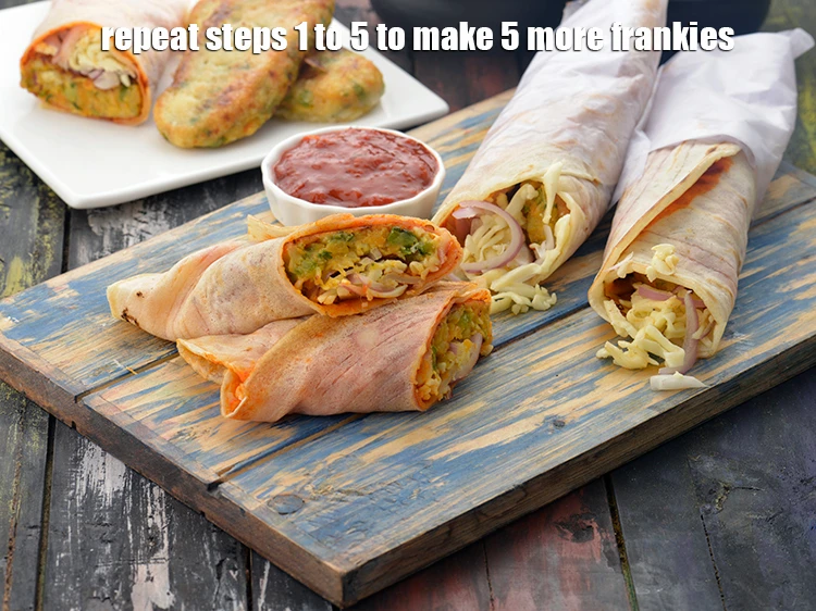 Step 23 – <p>Repeat steps 1 to 5 to make 5 more <strong>frankies</strong>.</p>