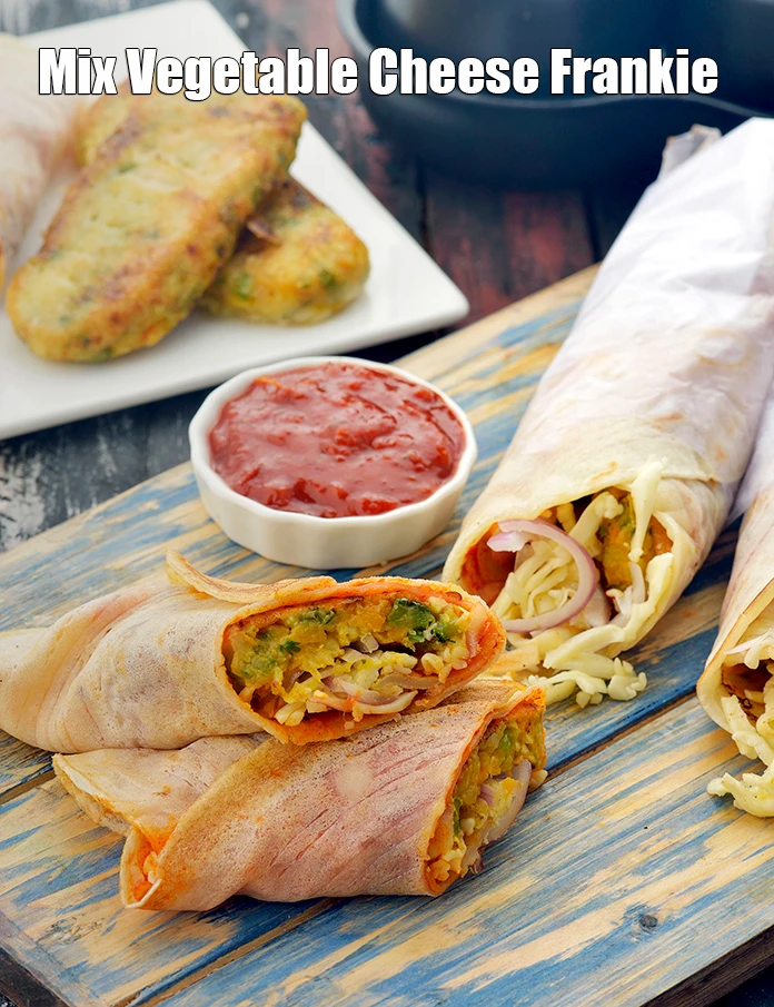 Step 24 – <p>Serve <strong>Mix Vegetable Cheese Frankie</strong> immediately.</p>